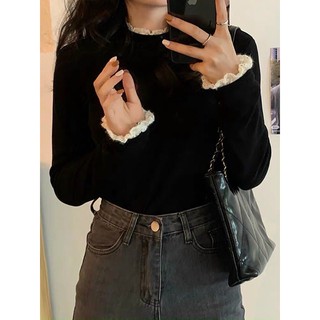 Áo thun dài tay cổ ren chất bozip