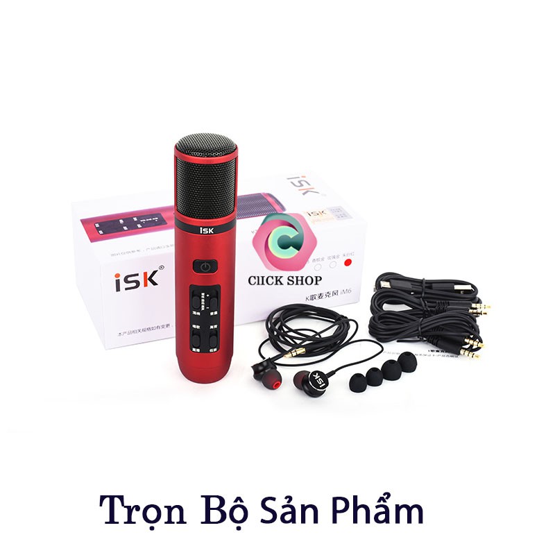 Mic IM6 Micro thu âm ISK IM6 hay mic livestream im6- mic tích hợp 3 in 1 gồm sound card mic và tai nghe