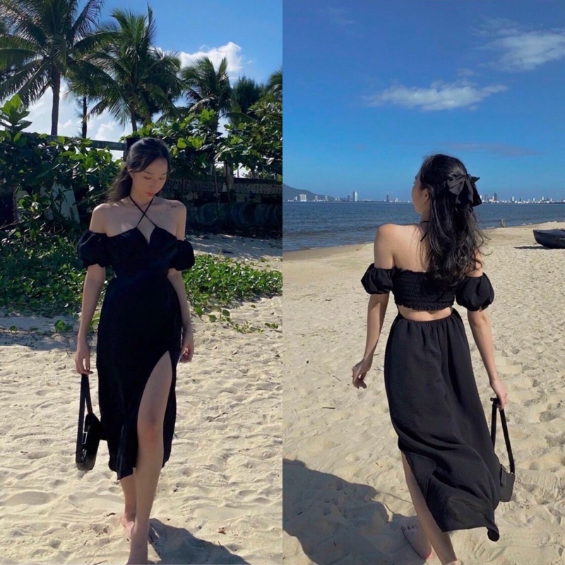 (Có BigSize) Đầm Váy Maxi Xanh Chuối Xẻ Tà Màu Hot Trend Năm Nay