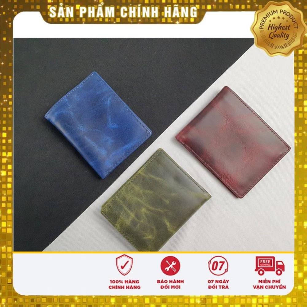 Ví Da Cao Cấp Pullup wax ( Xanh Navy. Xanh Olive .Nâu wine ) 100% Da Thật _ Bảo Hành 24 Tháng