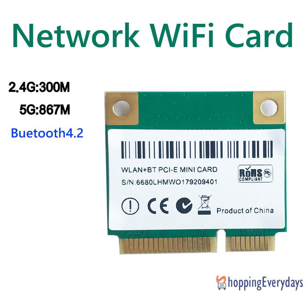 Card Wifi Không Dây Mini Pci-E 1200mbps Kết Nối Bluetooth 4.2 2.4ghz / 5ghz