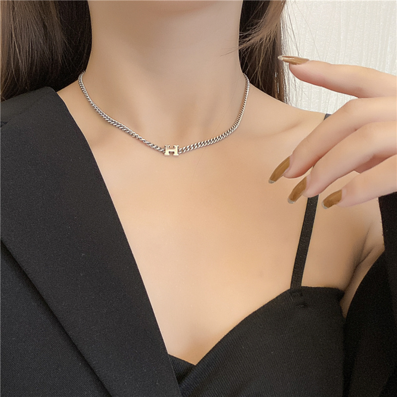 Dây chuyền mặt hình chữ H thời trang retro đơn giản