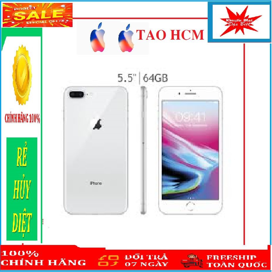 Điện thoại Apple Iphone 8 Plus 64GB - RAM 3GB - Quốc tế - Giá rẻ - Chính Hiệu - Bảo hành 12T