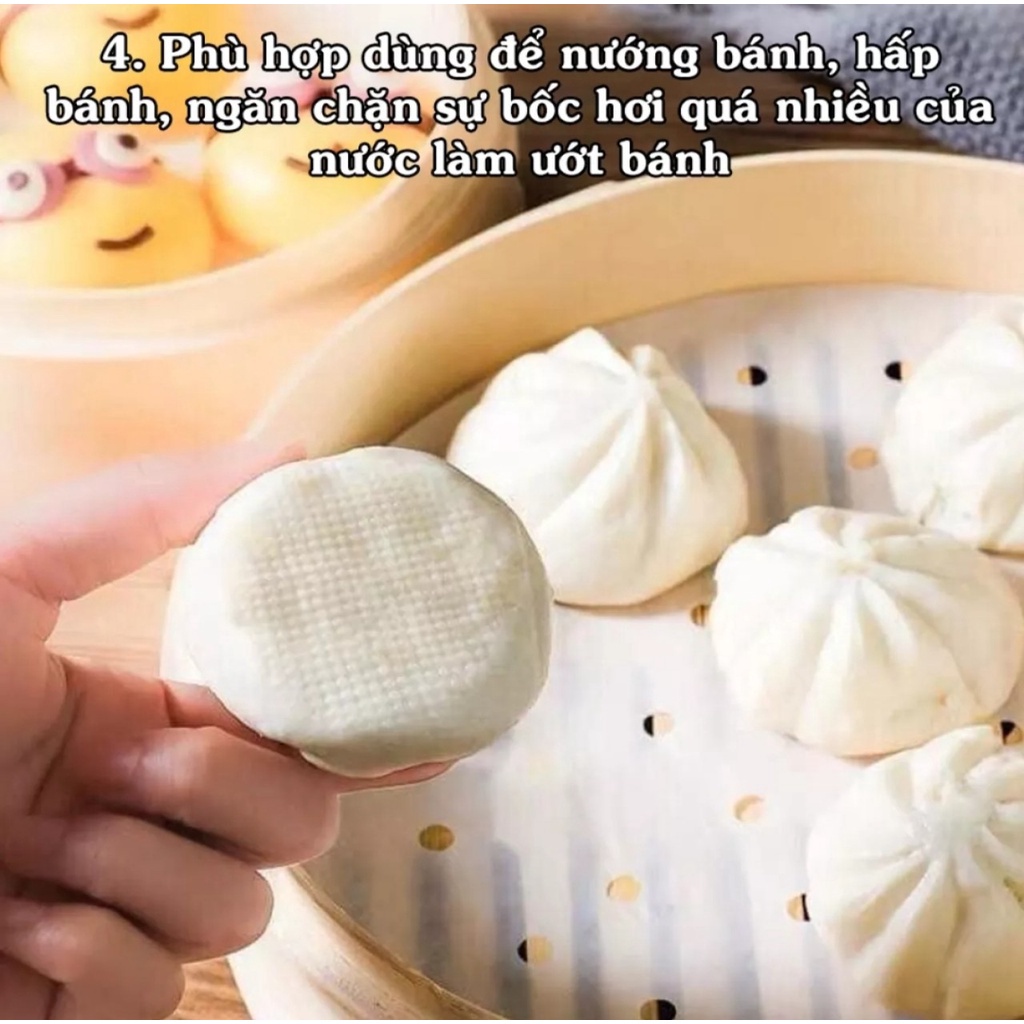Gói 100 Tờ Giấy Nến Đục Lỗ Tròn Dùng Cho Nồi Chiên Không Dầu, Lót Xửng Hấp, Thấm Dầu Ăn Size 23cm