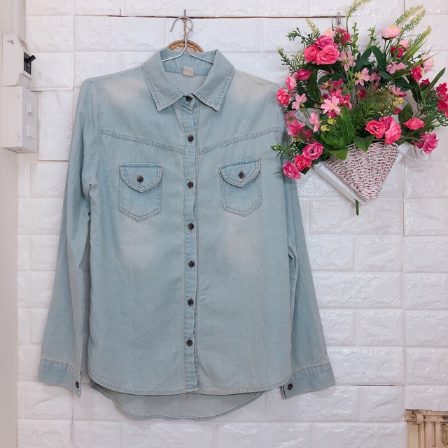 Áo sơ mi jean denim Hàn Quốc unisex
