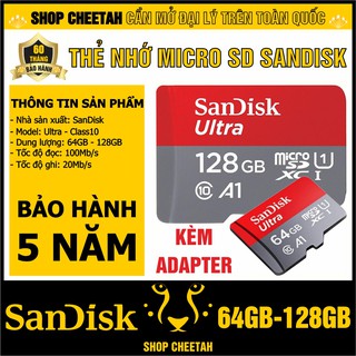 Mua Thẻ nhớ SanDisk kèm Adapter – MicroSD Ultra Class10 – CHÍNH HÃNG – Bảo hành 5 năm – Dung lượng 64GB/128GB