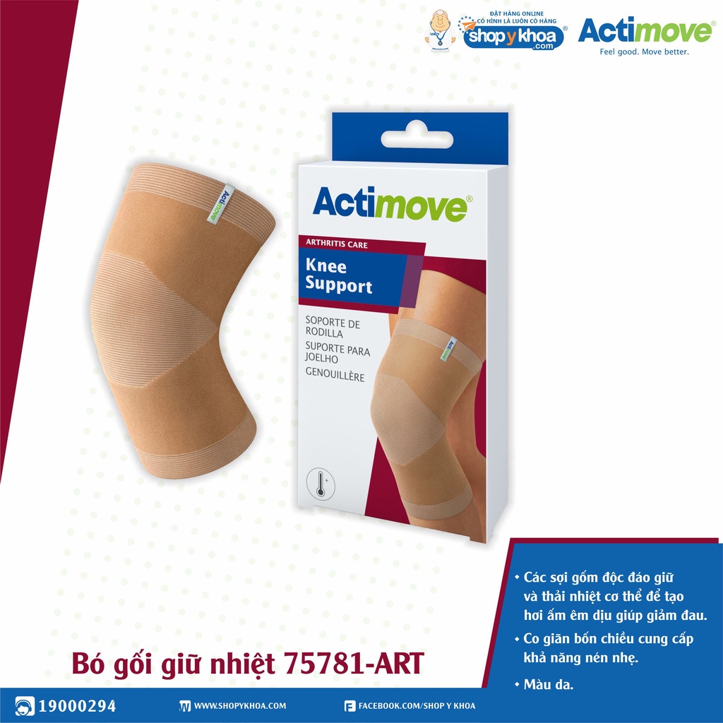 Bó Gối Giữ Nhiệt Actimove Knee Support, Màu Da [75781-ART]. NK Châu Âu (1 Cái)