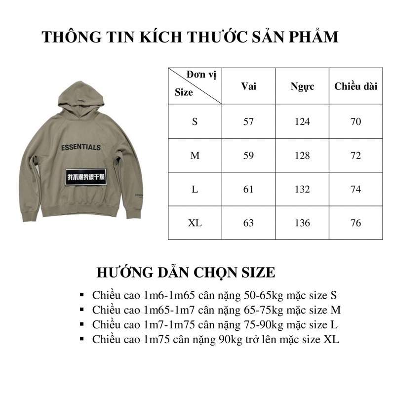 Áo hoodie Fear Of God FOG Essentials Charcoal SS20 chất liệu nỉ bông cao cấp unisex form rộng overs