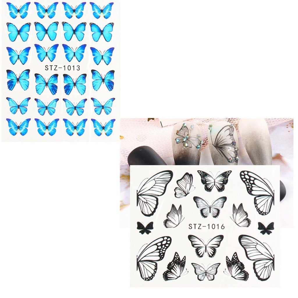 Miếng Dán Trang Trí Móng Tay Tự Dính Hình Bướm Thời Trang