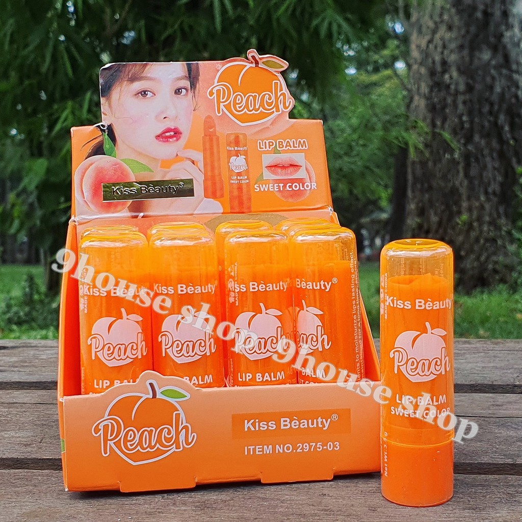 01 Son Dưỡng Môi Kiss Beauty PEACH Hương Đào 3,5gram