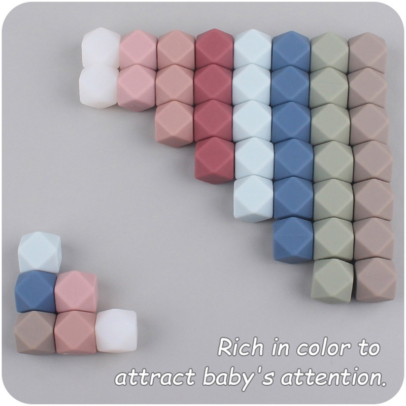 Bộ 10 Chuỗi Hạt Đá Bát Giác Bằng Silicone Làm Vòng Đeo Tay / Dây Chuyền / Vòng Cổ Handmade DIY Cho Bé