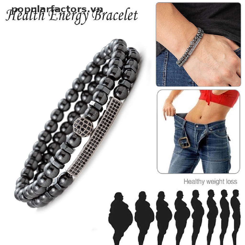 Vòng Tay Chuỗi Hạt Đá Hematite Từ Tính Chăm Sóc Sức Khỏe Cho Nam