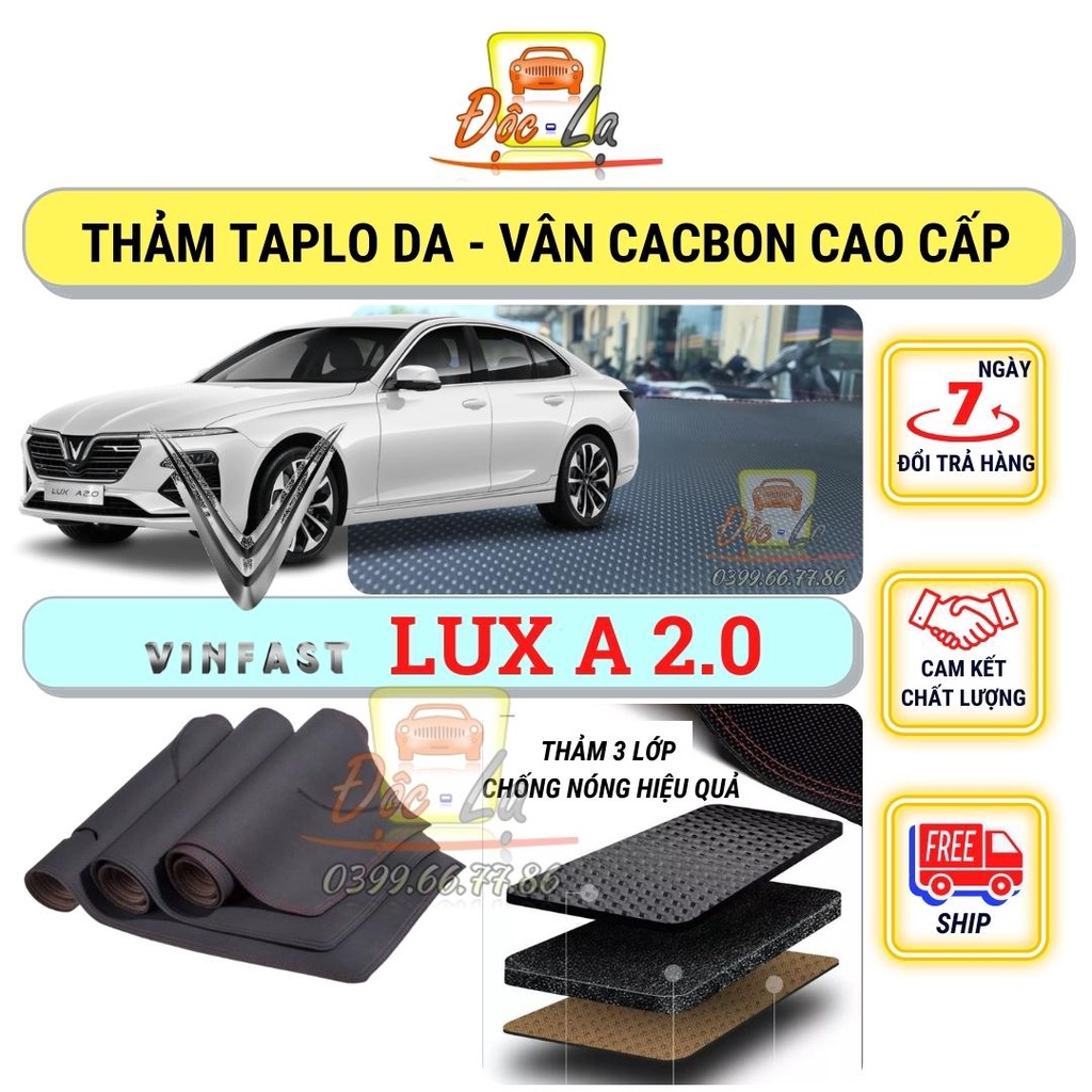 Thảm taplo Vinfast LUX A 2.0 2019 - 2021 vân Cacbon cao cấp, chống nóng, bảo vệ ô tô hiệu quả