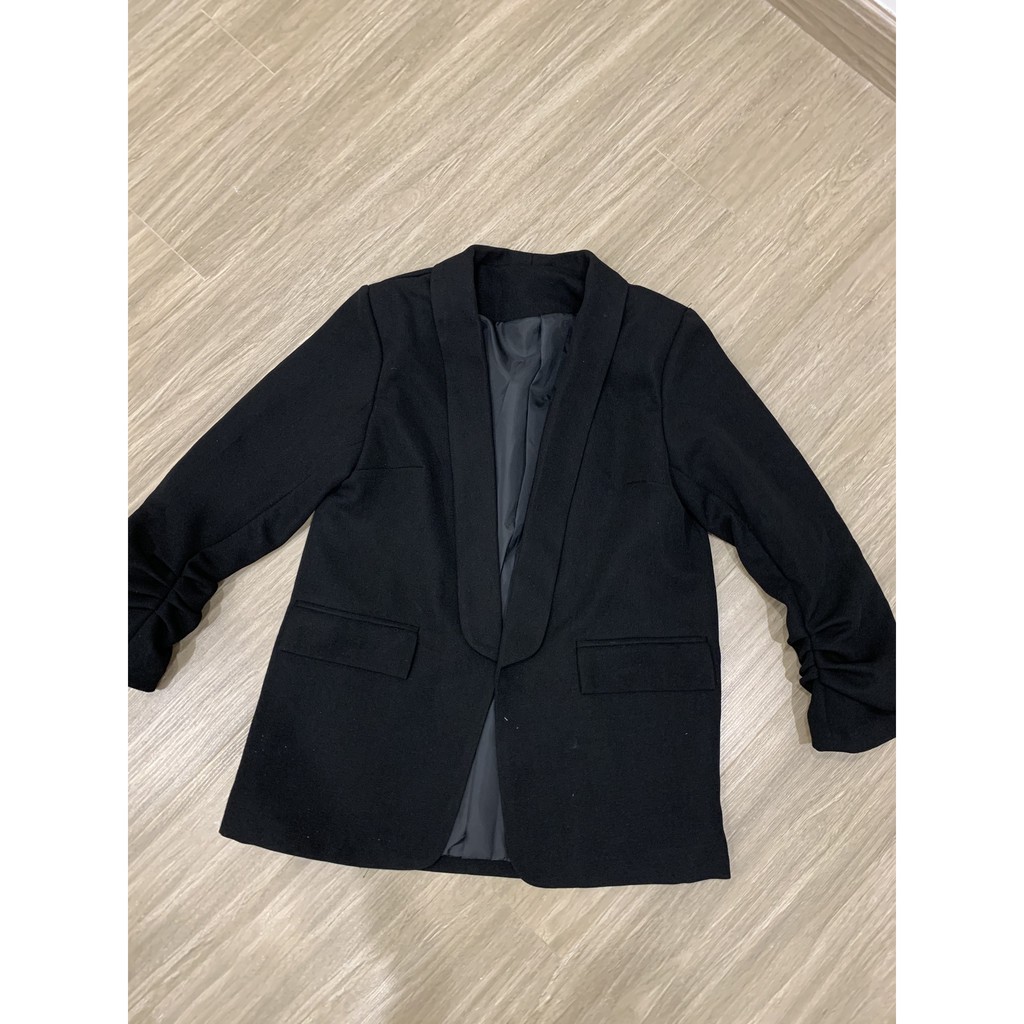 ÁO VEST- BLAZER CỔ TAY NHÚN CỔ SAM DÁNG SUÔNG NHẸ 2 LỚP