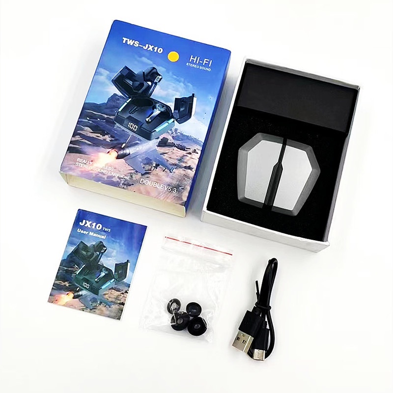 Tai Nghe Chơi Game Không Dây Có Mic, Tai Nghe Gaming Bluetooth 5.3 JX10 TWS, Độ Trễ Cực Thấp