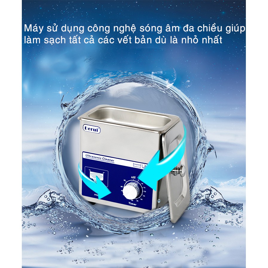 Máy Rửa Sóng Siêu Âm , Bể Tẩy Rửa Bằng Sóng Siêu Âm DERUI - MS07 Dung Tích 0.7 Lít