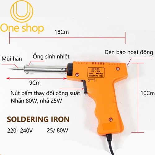 Súng bắn thiếc Soldering IRON Hai Chế Độ 25W/80W