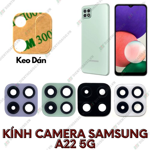 Kính camera samsung a22 5g kèm keo dán