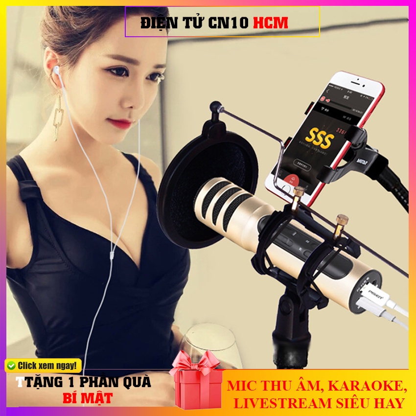 Mic thu âm livestream C7 trên điện thoại máy tính - Micro karaoke cao cấp