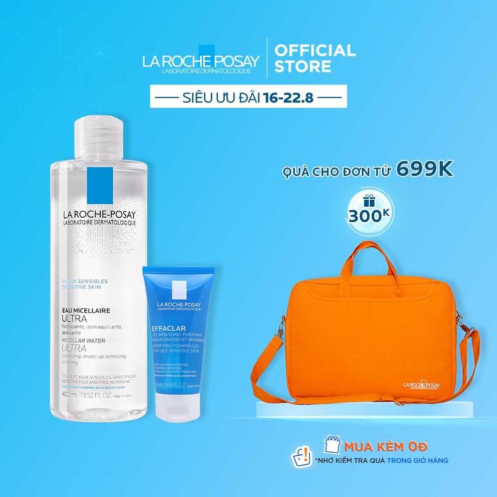 Bộ sản phẩm Nước làm sạch sâu và tẩy trang cho da nhạy cảm Micellar Water Sensitive Skin 400ml Tặng Gel rửa mặt làm sạch