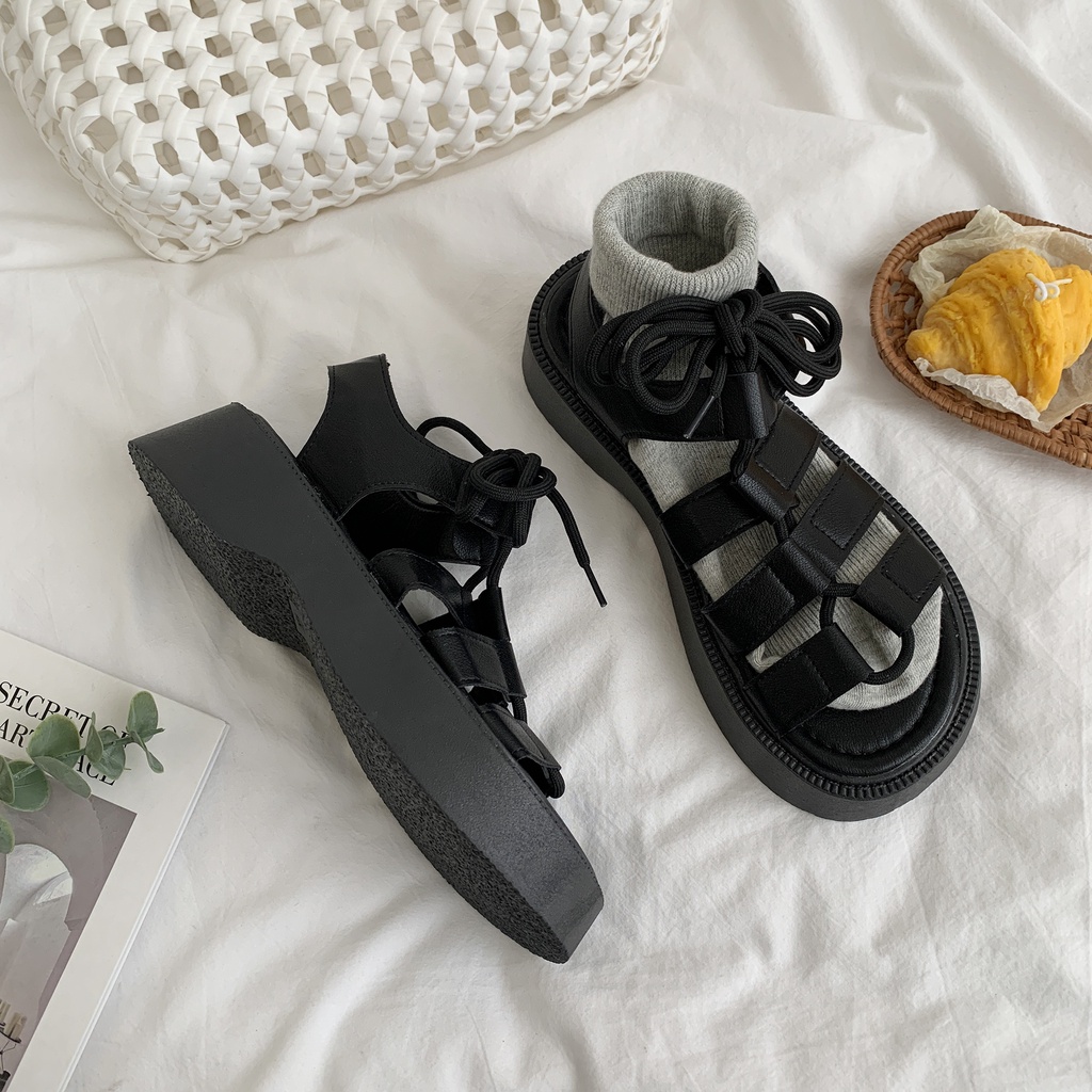 Xăng đan Đế Dày Thắt Dây Phong Cách Hàn Quốc Thời Trang Mùa Hè Hàng Mới Dành Cho Nữ 2022