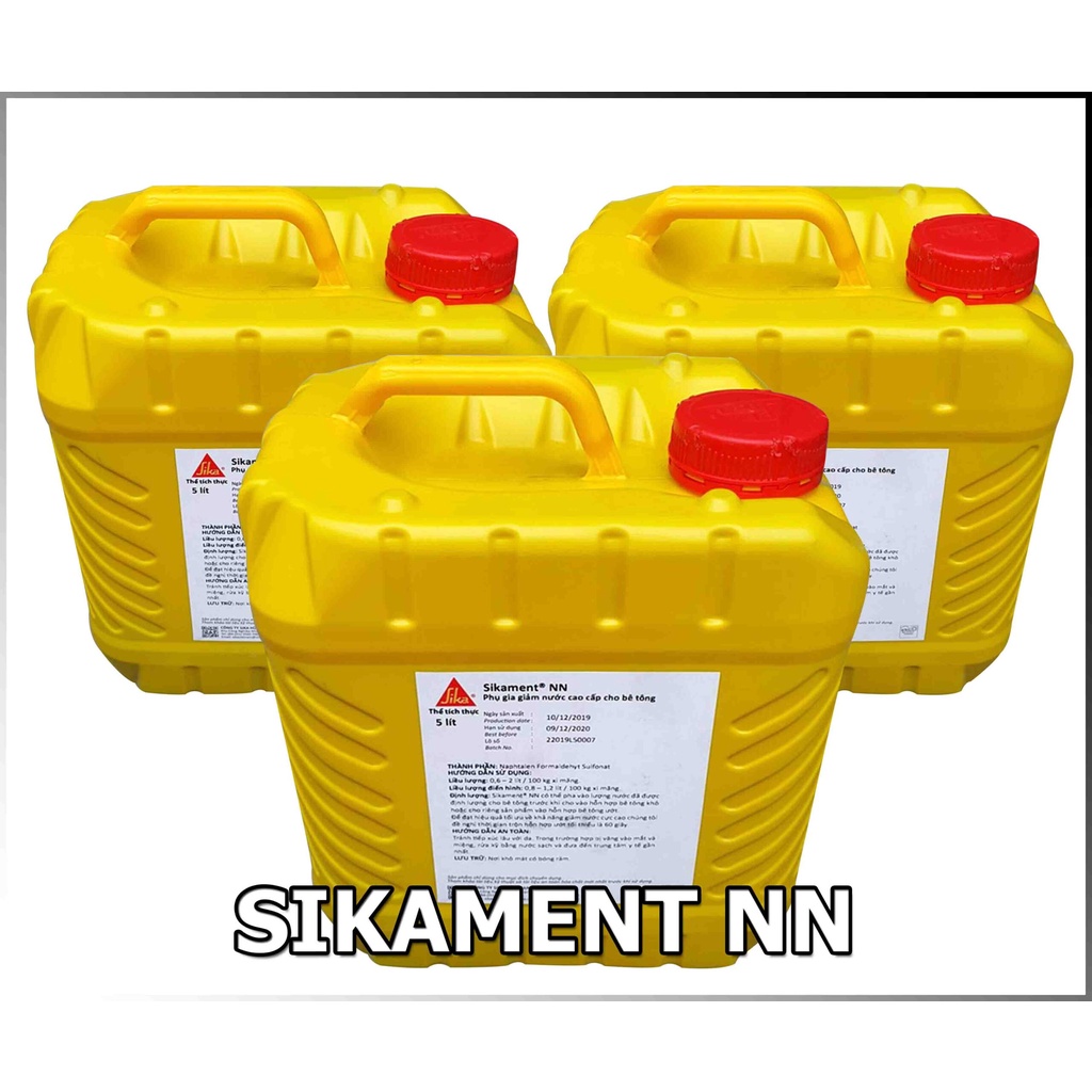 Sika ment NN can 5l - Phụ gia hóa dẻo, nhanh liên kết, tăng cường độ cho bê tông.
