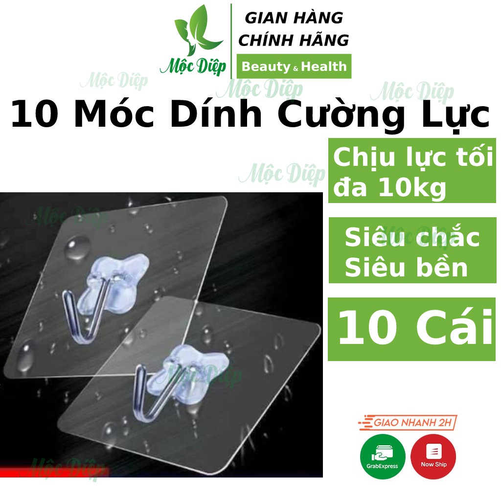 10 Móc dính cường lực ❤️ Móc dán tường  siêu chắc siêu bền chịu lực trong suốt tối đa 10kg treo đồ siêu dễ dàng