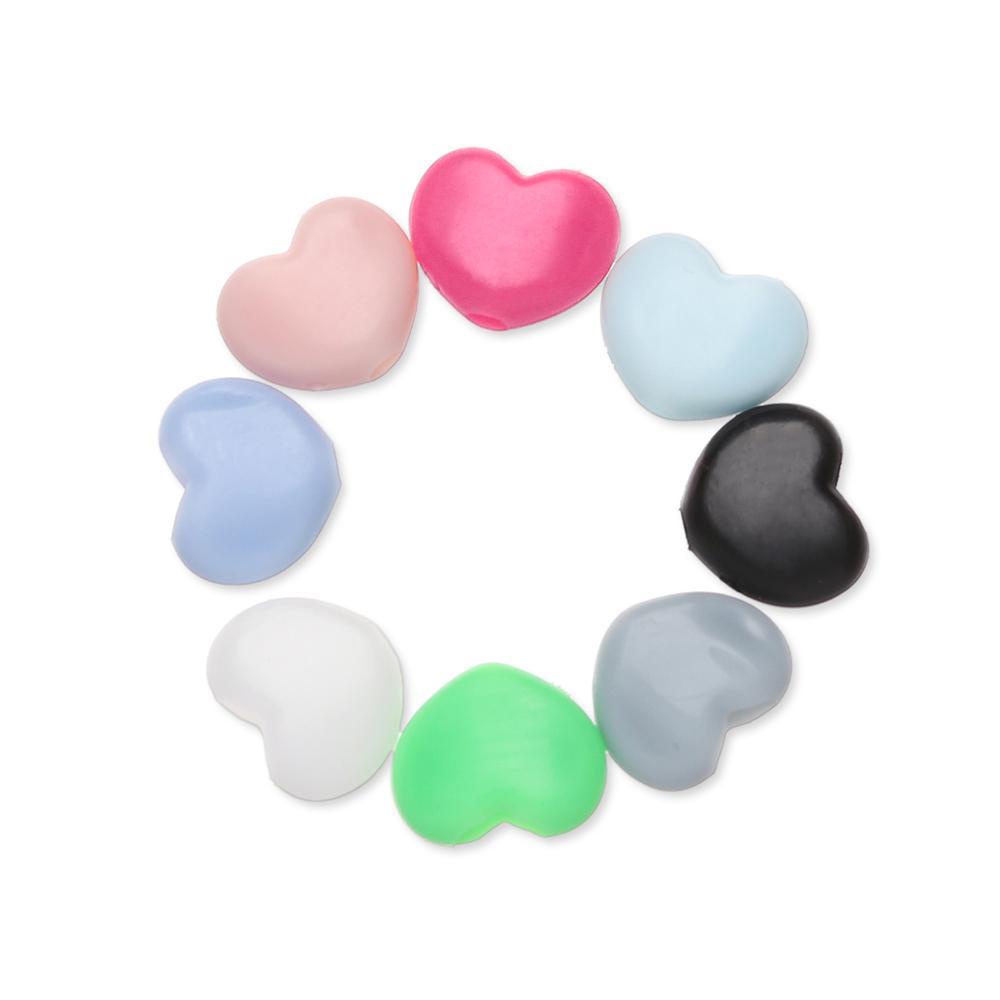 Set 50 / 100 Khóa Dây Bằng Silicon Mềm Hình Trái Tim Cho Người Lớn Trẻ Em