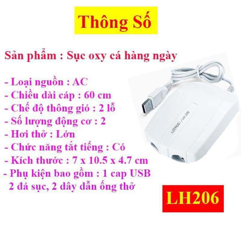 Máy sủi khí oxy hồ cá,sục khí bể cá USB+ dây sủi + quả sủi cao cấp LH205