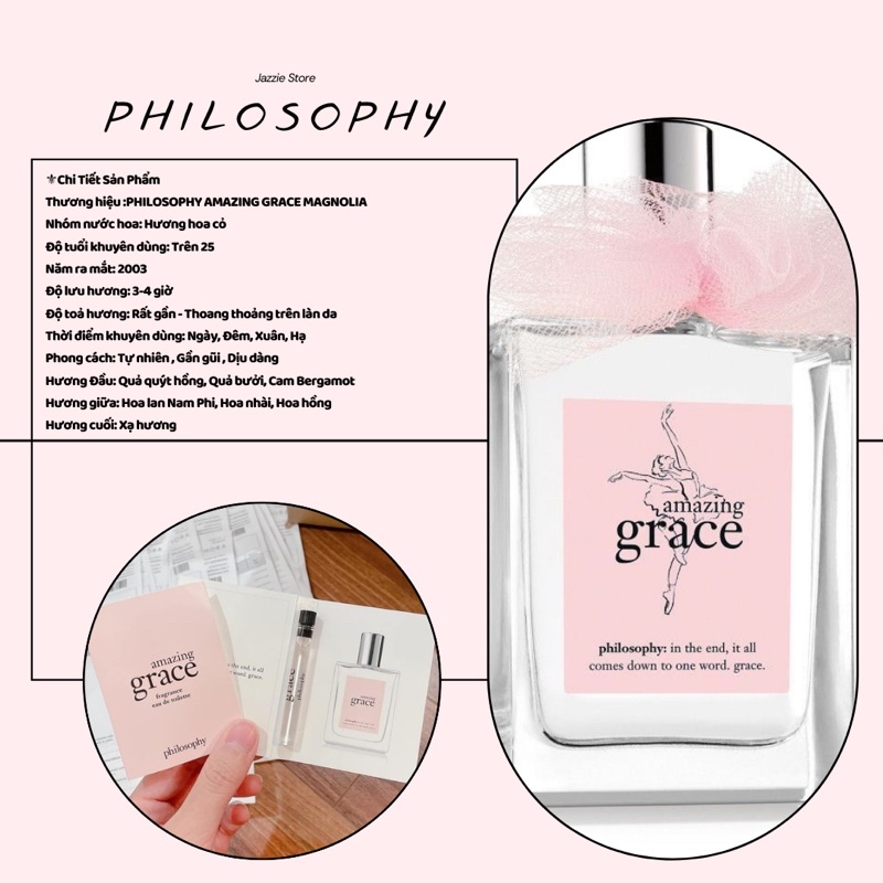 Vial Chính Hãng Nước Hoa Philosophy Amazing Grace Magonila 1,5ml