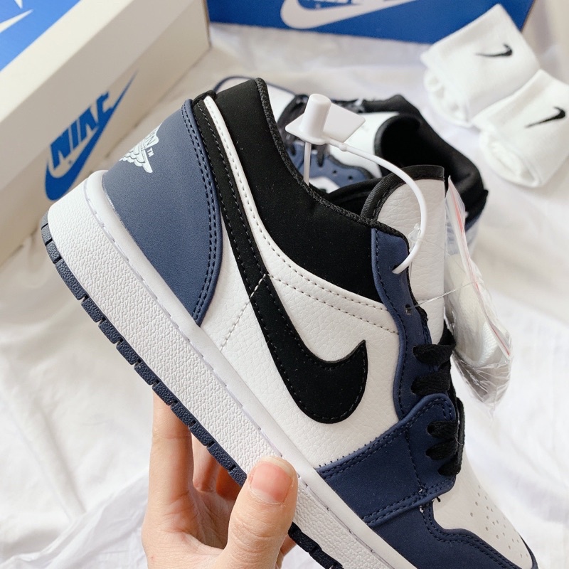 Giày Thể Thao Nam Nữ Sneaker Jordan Cổ Thấp JD 1 Xanh Navi Thấp Cổ  Full Sz Nam Nữ Chuẩn 11 [ Mẫu Mới - Full Bill Box]