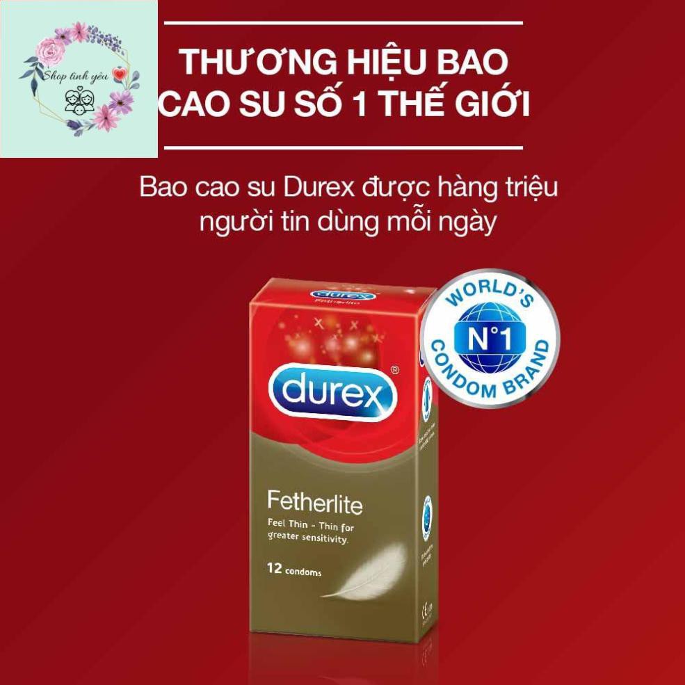 Bao Cao Su Durex Fetherlite 12bao + Tặng 1 Hộp Bao Cao Su Fetherlite 3 bao  Siêu mỏng