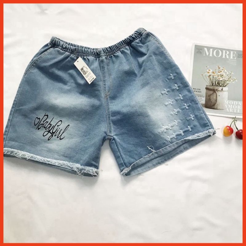 Quần đùi bé gái quần short jean freesize 45-50kg