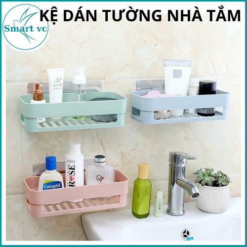 KỆ DÁN TƯỜNG NHÀ TẮM, NHÀ BẾP TIỆN LỢI KÈM MIẾNG DÁN SIÊU CHẮC