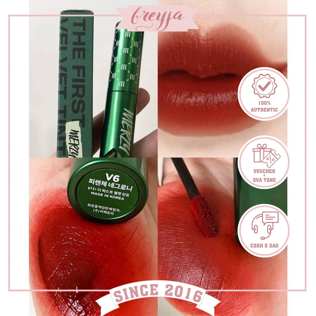 Son Kem Thỏi Nhung Lì Mịn  Merzy Another Me The First Velvet Tint V6  VỎ MÀU XANH LÁ  Qúa Xuất Sắc