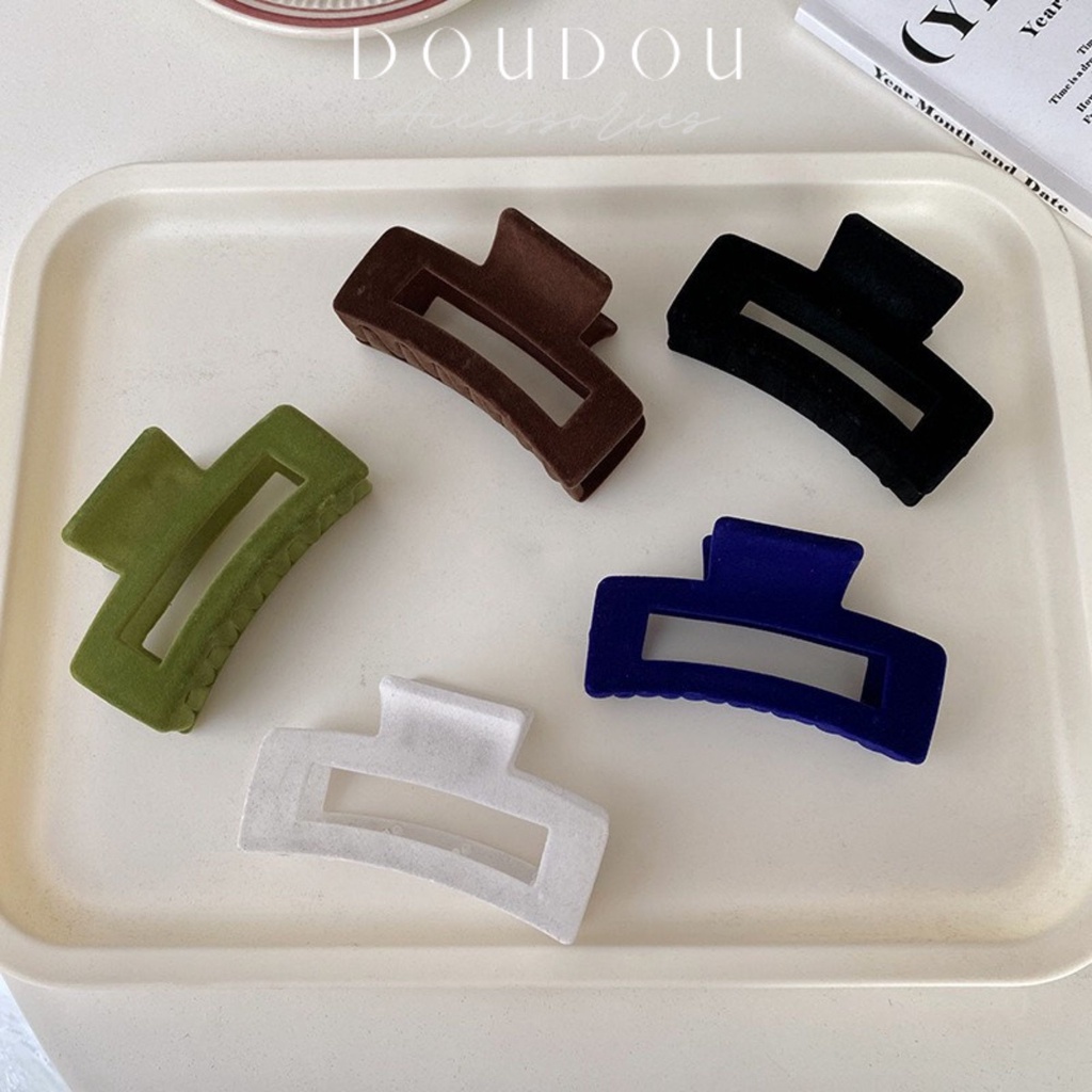 Phụ kiện kẹp tóc nữ xinh DOUDOU Cặp tóc Kẹp càng cua nhung nhám ánh nhũ cao cấp phong cách Hàn Quốc thời trang ZJ040