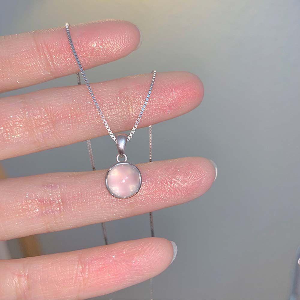 Vòng cổ Mặt Đá Zirconia Nhân Tạo Thanh Lịch Cho Nữ|Vòng cổ Tình Bạn Mặt Đá Chalcedony Màu Trắng Phong Cách Hàn Quốc