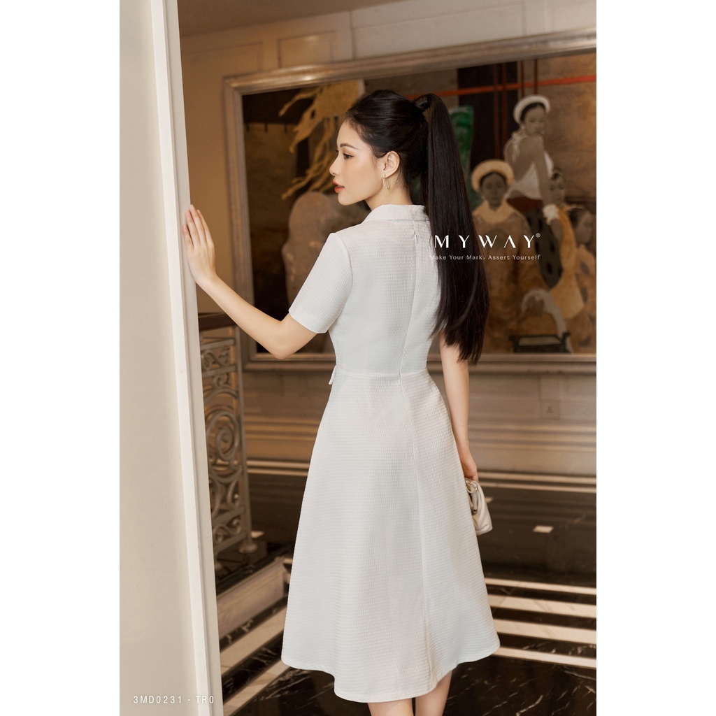 Đầm Nữ Công Sở MY WAY Dáng Xoe Cổ Vest Sang Trọng 3MD0231
