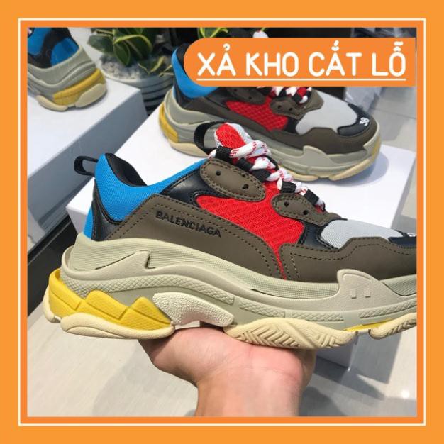 Xả hàng - Giày Balen Triple S Xanh Đỏ Nam Nữ a23 . new > : ' ₁