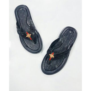 DÉP KẸP NAM GUCI ĐEN CON ONG VÀNG IN QUAI