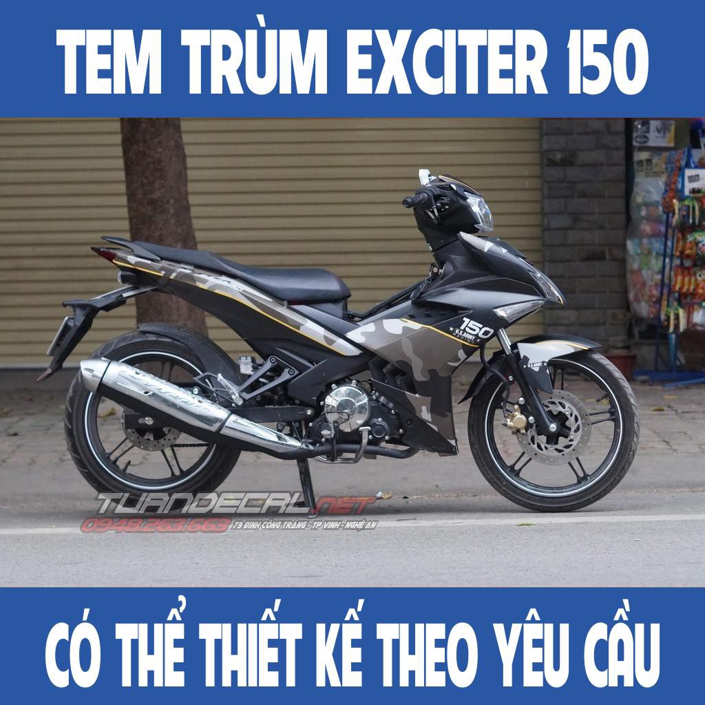 Tem Trùm Exciter 150 Camo Xám Đen Đẹp - Đổi màu theo yêu cầu