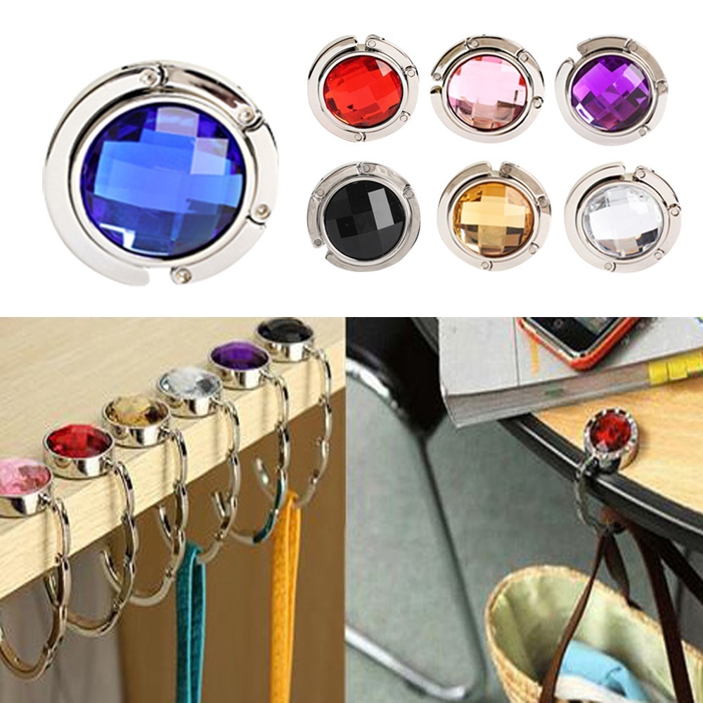 1 Piece Handbag foldable Bag Hook Purse Table Hanger Holder Alloy Fashion Crystal Rhinestone