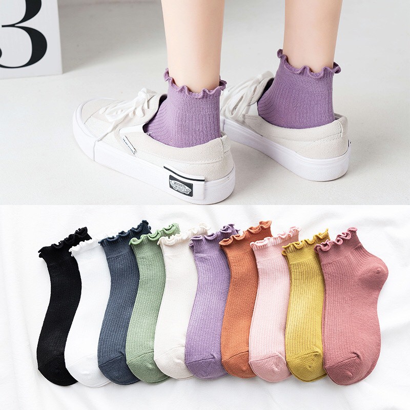 Tất Vớ Trơn Cổ Nhún 9 màu Zanmoo basic