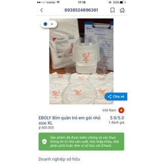 [Siêu Rẻ] Combo 100 bỉm quần Eboly M,L,Xl,XXL [Chính Hãng]