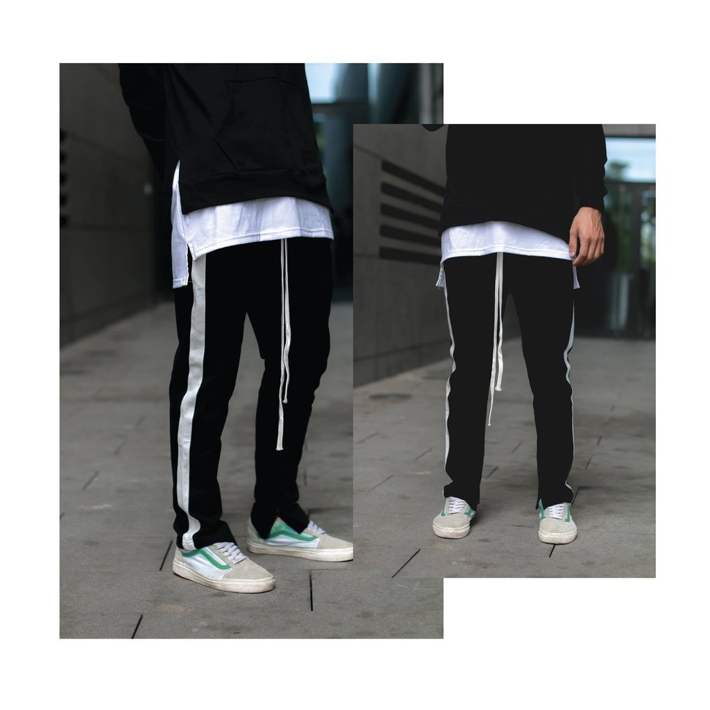 Track Pants Zipper - Quần nỉ thun khóa kéo 1 sọc - Retro Pant Zip - Quần Streetwear sọc có zip siêu sale