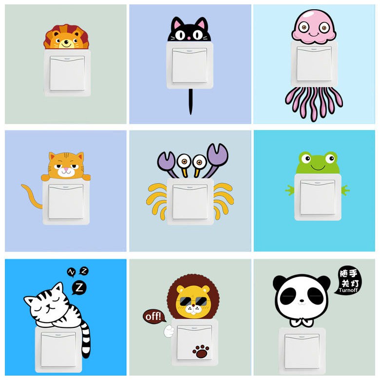 Decal dán trang trí tường, Stickers dán công tắc, hình dán Couple dễ thương có keo sẵn AMYSHOP
