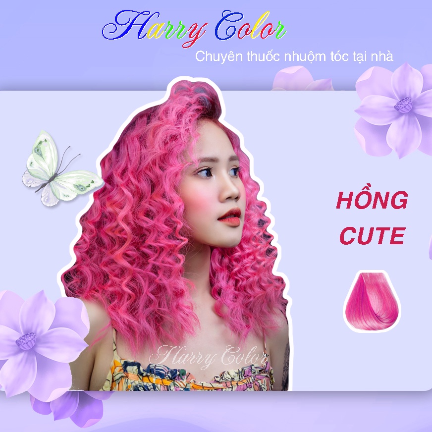 Thuốc nhuộm tóc  FREESHIP &gt;50K  Nhuộm tóc màu Hồng cute (ảnh thật) - nhuộm tóc tại nhà + tặng kèm oxy trợ nhuộm