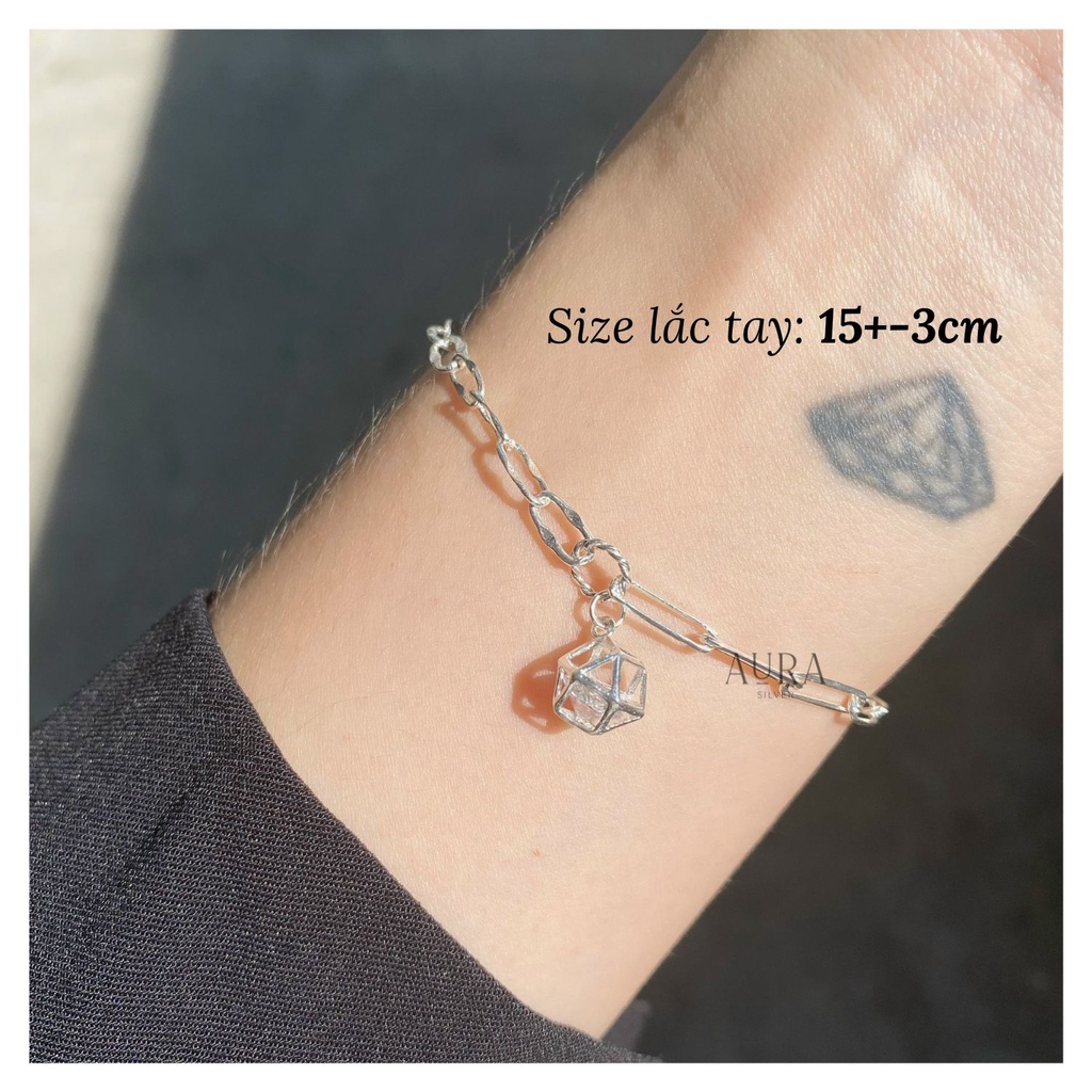 Lắc tay bạc nữ Aura, vòng tay xích Hexagon cá tính-AURASILVER-LT11