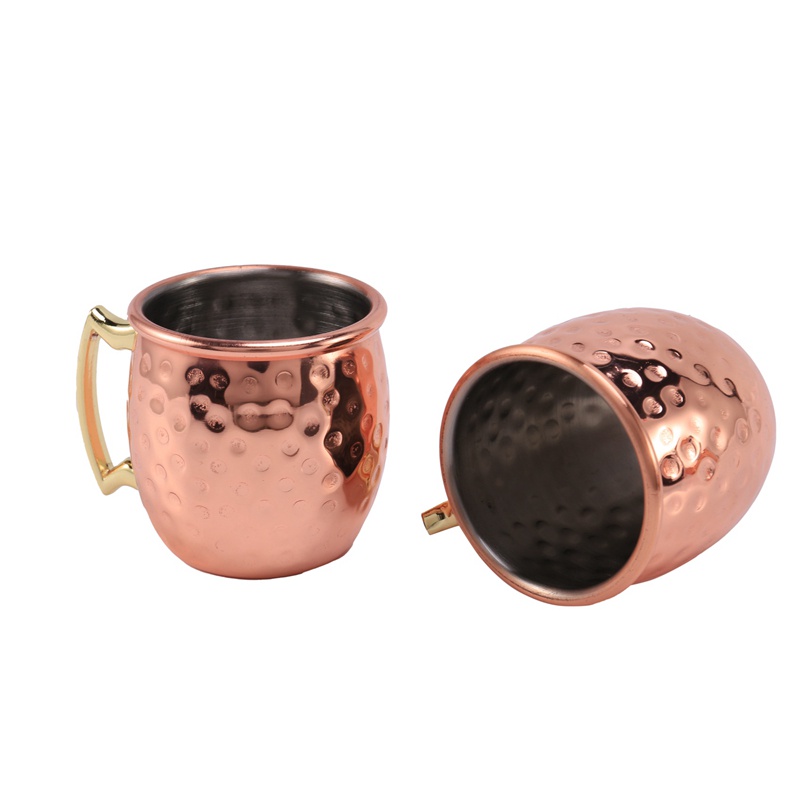 Set 4 Cốc Sứ Mini Bằng Thép Không Gỉ Mạ Đồng 2 Chế Độ