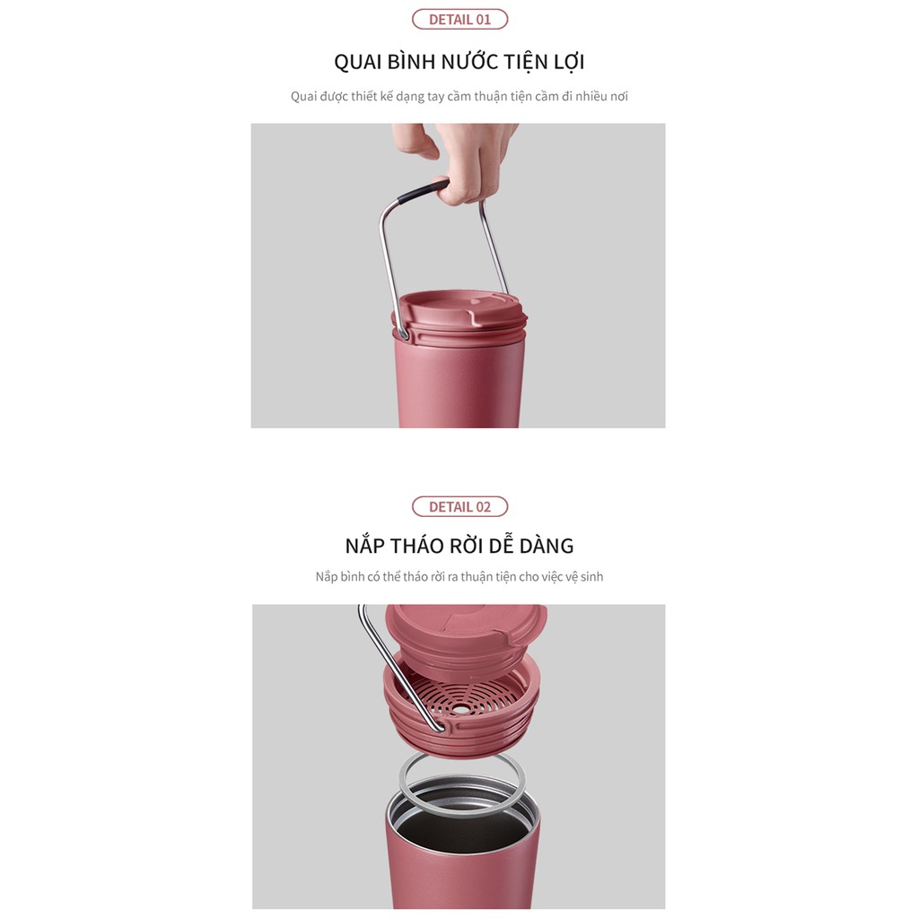 [Mã LIFEHL25 giảm 10% đơn 350K] Bình giữ nhiệt Lock&amp;Lock Bucket Tumbler 540ml LHC4269 (3 màu)